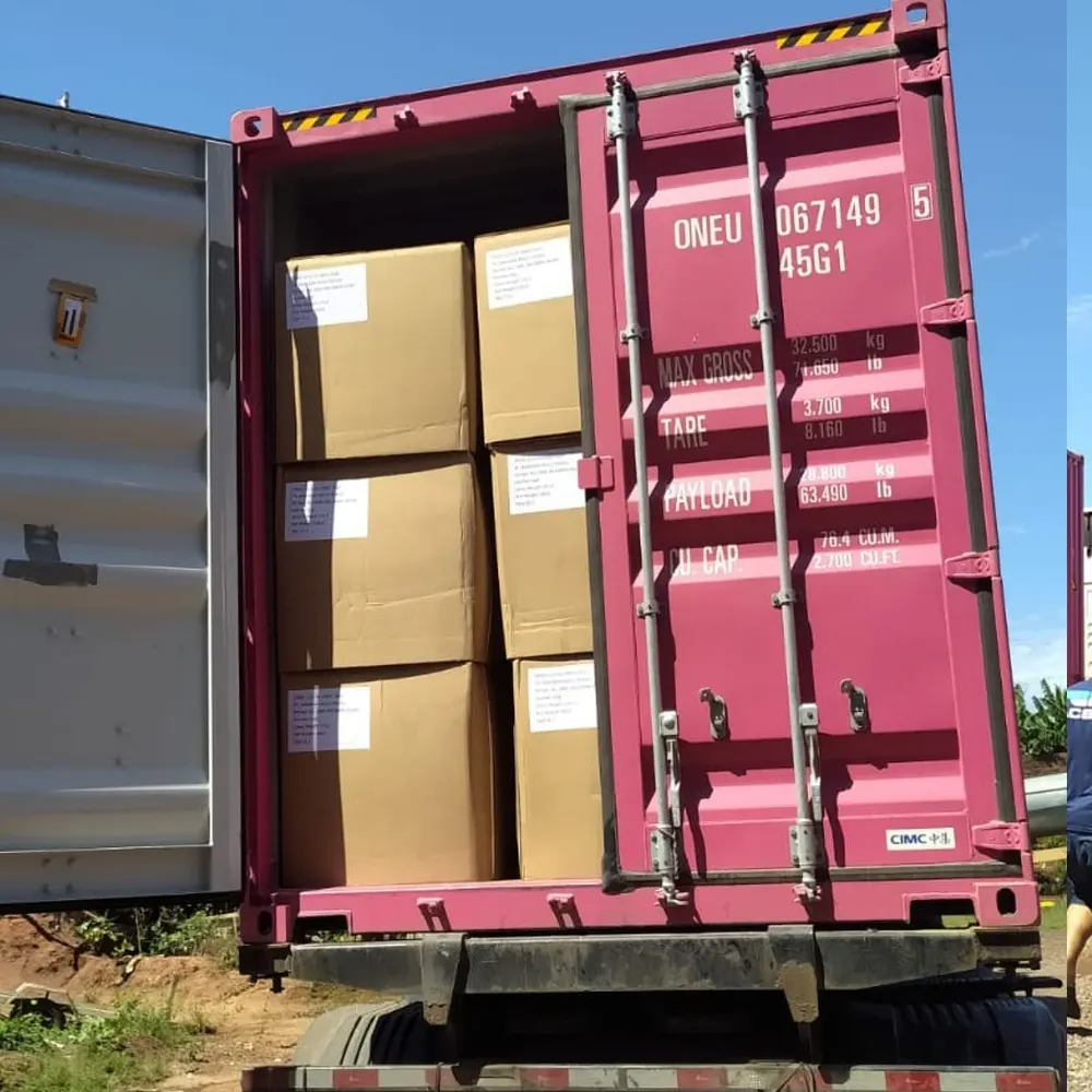 Caixas carregadas em contêiner